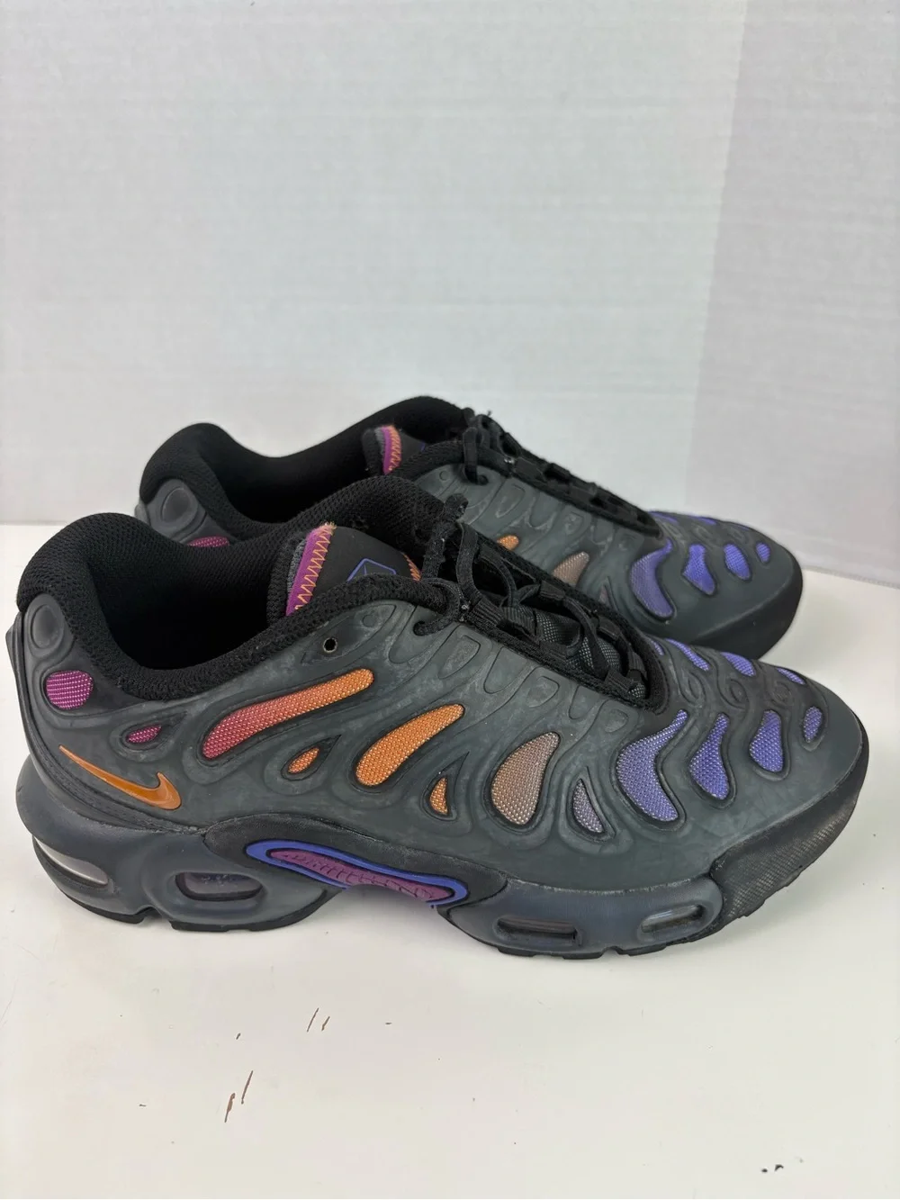 Nike Kids Air Max Plus Black Sneakers with Purple & Orange Accents
